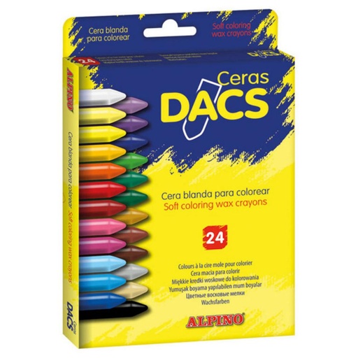 [630215] CERAS DACS — ESTUCHE 24 COLORES · TEXTURA CREMOSA · MEZCLABLES · TRAZO SUAVE Y CUBRIENTE · COLORES VIVOS