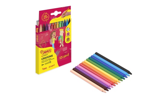 [649368] CERAS JOVI PLASTICOLOR — ESTUCHE 12 COLORES · CERA BLANDA · COLORES VIVOS · MEZCLABLES · APTAS PARA ESGRAFIADO