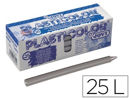 [650421] CERAS JOVI PLASTICOLOR GRIS ESTUCHE UNICOLOR 25 UDS