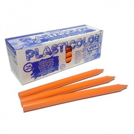 [650422] CERAS JOVI PLASTICOLOR — ESTUCHE UNICOLOR NARANJA 25UDS · CERA BLANDA · COLORES VIVOS · MEZCLABLES · APTAS PARA ESGRAFIADO