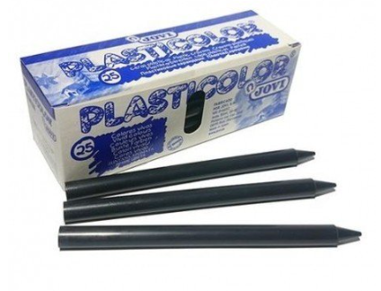 [825260] CERAS JOVI PLASTICOLOR — ESTUCHE UNICOLOR NEGRO 25UDS · CERA BLANDA · COLORES VIVOS · MEZCLABLES · APTAS PARA ESGRAFIADO