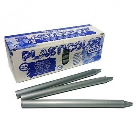 [649375] CERAS JOVI PLASTICOLOR — ESTUCHE UNICOLOR PLATA 25UDS · CERA BLANDA · COLORES VIVOS · MEZCLABLES · APTAS PARA ESGRAFIADO