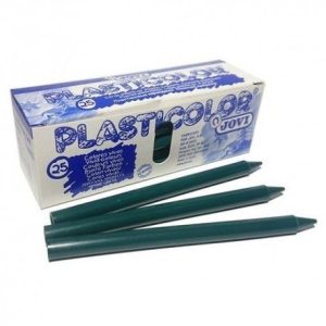 [649379] CERAS JOVI PLASTICOLOR — ESTUCHE UNICOLOR VERDE OSCURO 25UDS · CERA BLANDA · COLORES VIVOS · MEZCLABLES · APTAS PARA ESGRAFIADO