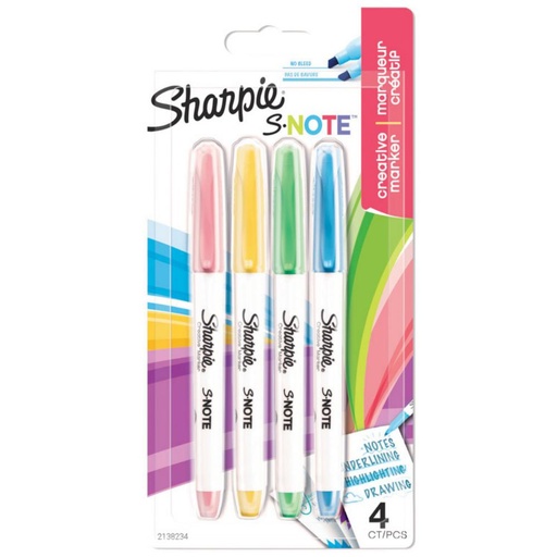 [118607] ROTULADOR SHARPIE S-NOTE ROTULADORES CREATIVOS BLÍSTER 4 COLORES PASTEL