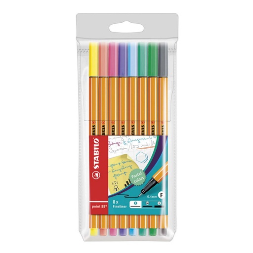 [118621] ROTULADOR STABILO POINT 88 ESTUCHE 8 SURTIDOS PASTEL