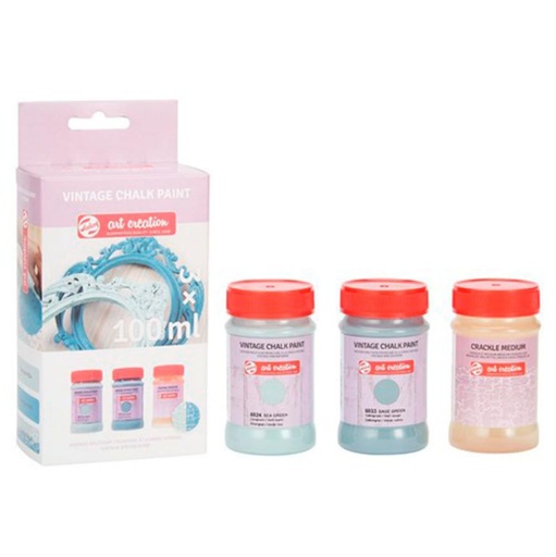[600459] PINTURA ART CREATION VINTAGE SET 3X AZUL CRAQUELÉ (2X100 ML + 1X100 ML MEDIO)