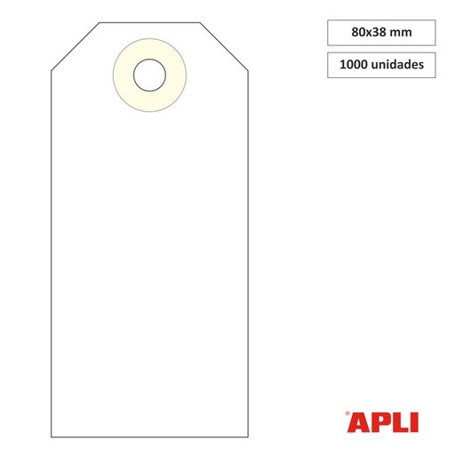[825229] APLI ETIQUETAS COLGANTES CON ARANDELA 80 X 38 MM | 1.000 UNIDADES COLOR CREMA