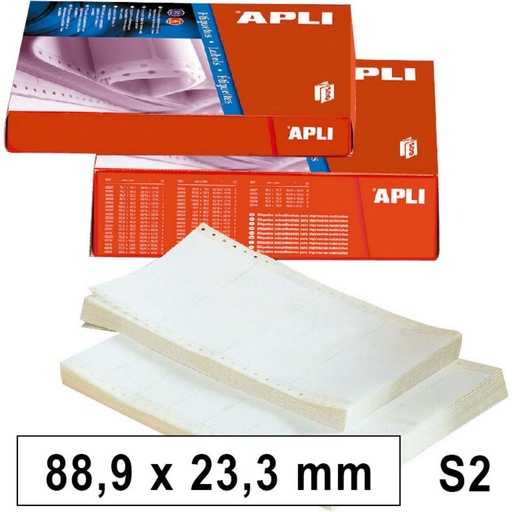 [001283] APLI ETIQUETAS EN CONTINUO 88,9 X 23,3 MM SALIDA 2 | CAJA 12.000 ETIQUETAS (500 HOJAS)