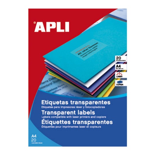 [002921] APLI ETIQUETAS TRANSLÚCIDAS RESISTENTES A LA INTEMPERIE 99,1 X 38,1 MM | 20 HOJAS (280 ETIQUETAS)