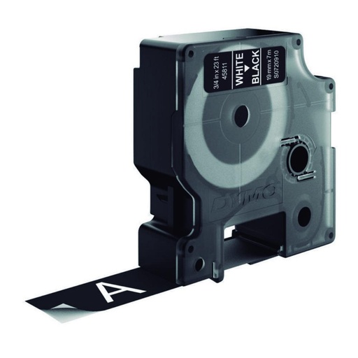[249933] CINTA DYMO D1 19 MM × 7 M · BLANCO/NEGRO · TRANSFERENCIA TÉRMICA · PET (POLIÉSTER) · ADHESIVO PERMANENTE