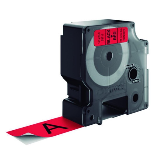 [248525] CINTA DYMO D1 24 MM × 7 M · NEGRO/ROJO · TRANSFERENCIA TÉRMICA · POLIÉSTER · ADHESIVO PERMANENTE