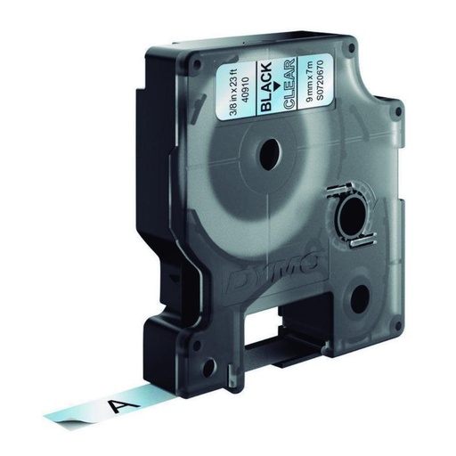 [249962] CINTA DYMO D1 9 MM × 7 M · NEGRO/TRANSPARENTE · TRANSFERENCIA TÉRMICA · PET (POLIÉSTER) · ADHESIVO PERMANENTE