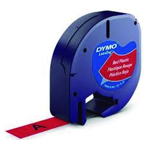 [220290] CINTA DYMO LETRATAG PLÁSTICO 12MM×4 M NEGRO/ROJO