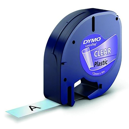 [249889] CINTA DYMO LETRATAG PLÁSTICO 12MM×4 M NEGRO/TRANSPARENTE