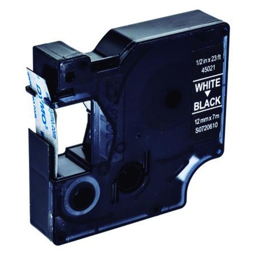 [249943] DYMO D1  (S0720610) · CINTA AUTOADHESIVA BLANCO SOBRE NEGRO · 12 mm × 7 m 