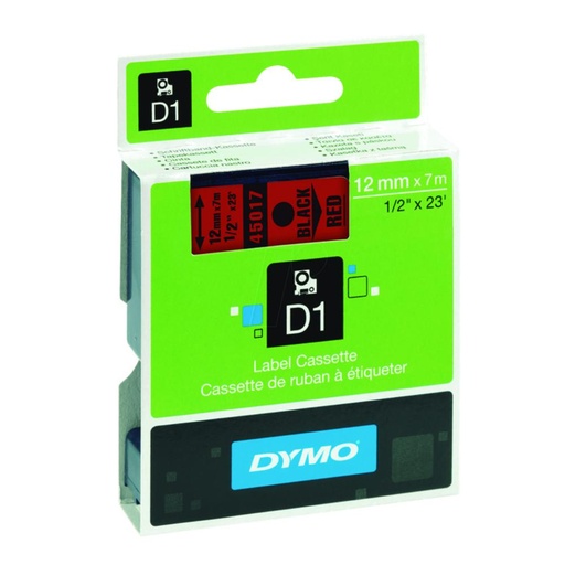 [220298] DYMO D1 (S0720570) · CINTA AUTOADHESIVA NEGRO SOBRE ROJO · 12 mm × 7 m 