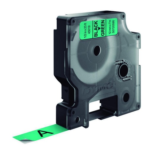 [249945] DYMO D1 (S0720590) · CINTA AUTOADHESIVA NEGRO SOBRE VERDE · 12 mm × 7 m 