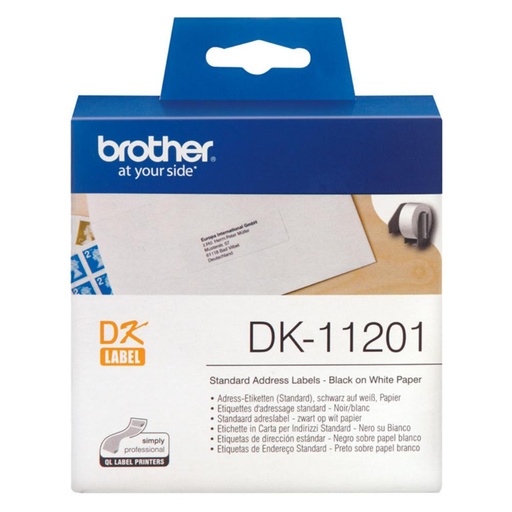 [002818] ETIQUETAS BROTHER DK-11201 | 29 x 90 MM ADHESIVAS BLANCAS