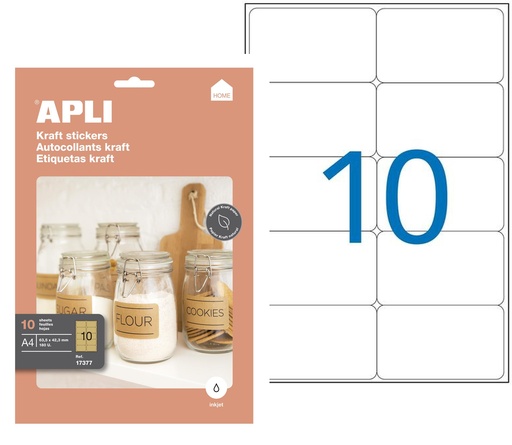 [825232] ETIQUETAS KRAFT ADHESIVAS OVALADAS 99,1 x 57 MM | PACK 100 UDS