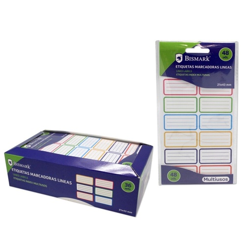 [630557] ETIQUETAS MARCADORAS LÍNEAS 21 X 43 MM | 48 UNIDADES