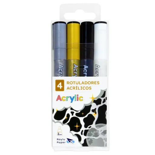 [704343] ROTULADOR RAYLU ACRYLIC ESTUCHE 4 COLORES METAL 1