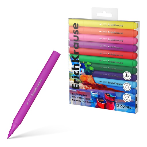 [825316] ROTULADORES ACRÍLICOS ERICHKRAUSE ART SPIRIT, PUNTA DE PINCEL, 12 COLORES
