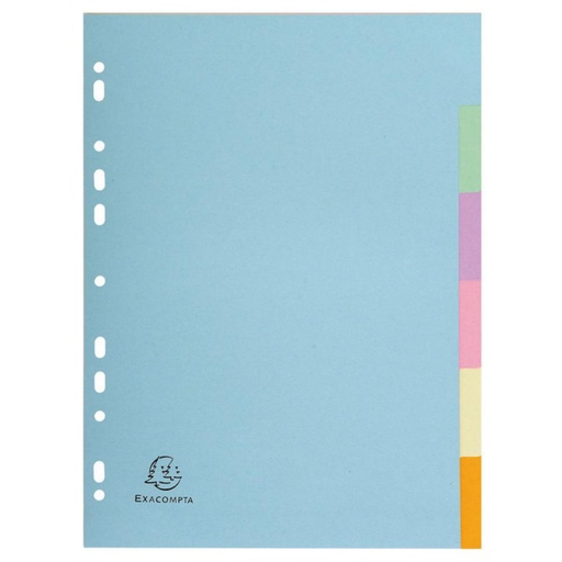 [180931] SEPARADORES A4 PASTEL 6 PESTAÑAS