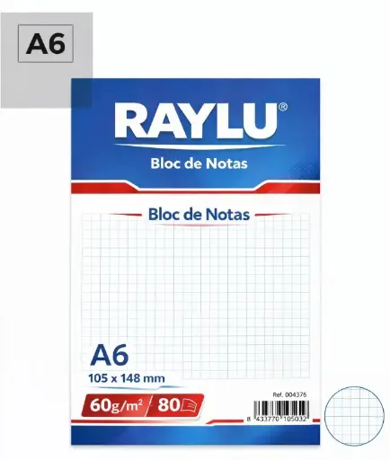 [001114] BLOC NOTAS MICROPERFORADO A6 60 GAMOS 80 HOJAS CUADROS
