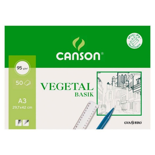 [619920] BLOC ENCOLADO PAPEL VEGETAL CANSON A3+ – 50 HOJAS 95 G/M²