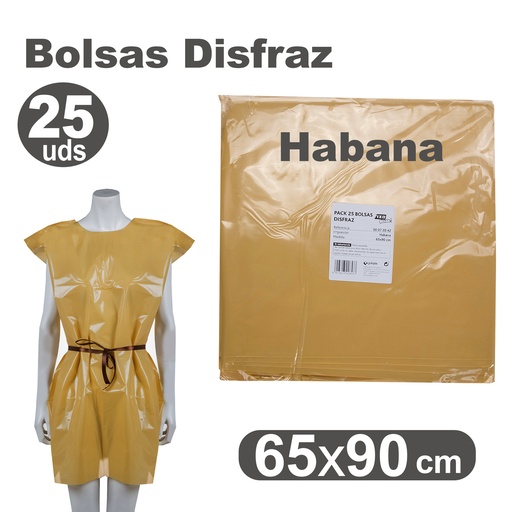 [513010] BOLSA DE DISFRAZ HABANA 25 UNIDADES 60×90 CM – BOLSAS PARA DISFRACES ESCOLARES Y MANUALIDADES
