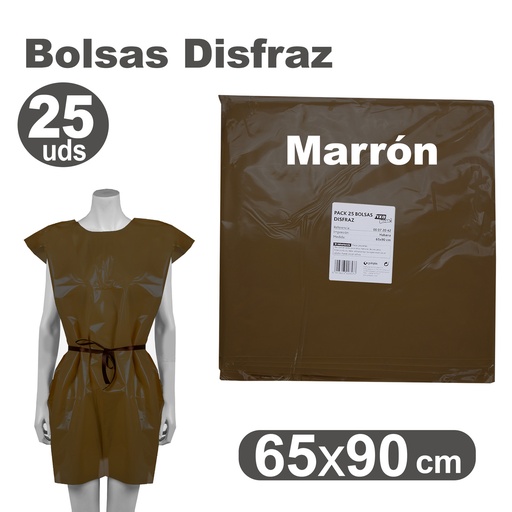 [513009] BOLSA DE DISFRAZ MARRON 25 UNIDADES 60×90 CM – BOLSAS PARA DISFRACES ESCOLARES Y MANUALIDADES