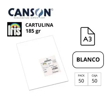 [700013] CARTULINA CANSON IRIS A3 BLANCO 180G 