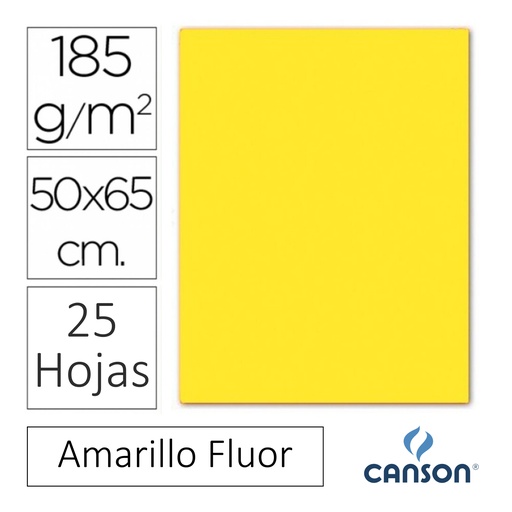 [649915] CARTULINA CANSON IRIS  50 × 65 CM 185 GRAMOS – AMARILLO FLUOR (PACK 25 HOJAS)