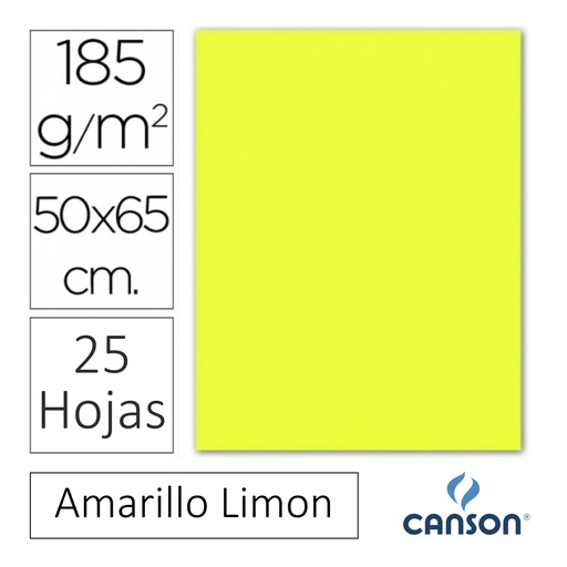 [649938] CARTULINA CANSON IRIS  50 × 65 CM 185 GRAMOS – AMARILLO LIMON (PACK 25 HOJAS)