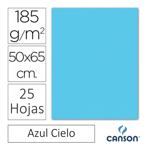 [649929] CARTULINA CANSON IRIS  50 × 65 CM 185 GRAMOS – AZUL CIELO (PACK 25 HOJAS)