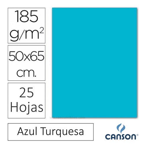 [649928] CARTULINA CANSON IRIS  50 × 65 CM 185 GRAMOS – AZUL TURQUESA (PACK 25 HOJAS)
