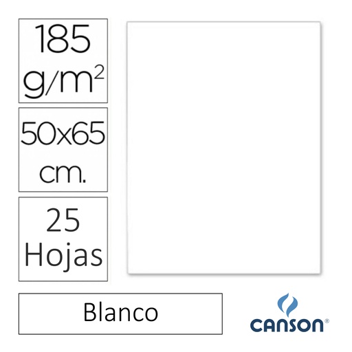 [649804] CARTULINA CANSON IRIS  50 × 65 CM 185 GRAMOS – BLANCO (PACK 25 HOJAS)