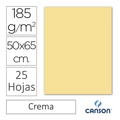 [649921] CARTULINA CANSON IRIS  50 × 65 CM 185 GRAMOS – CREMA (PACK 25 HOJAS)