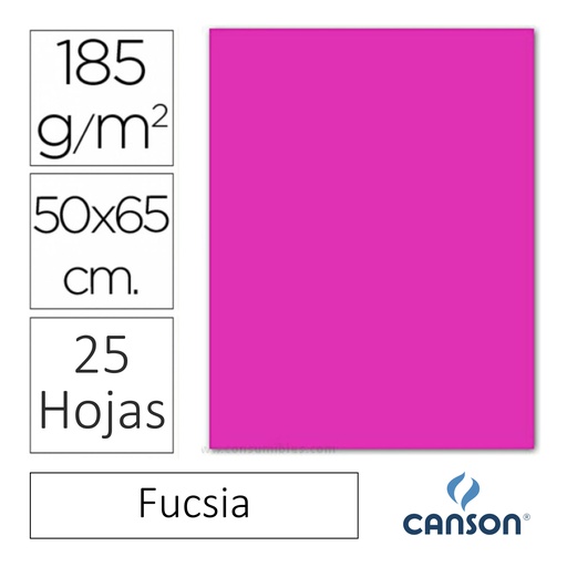 [649932] CARTULINA CANSON IRIS  50 × 65 CM 185 GRAMOS – FUCSIA (PACK 25 HOJAS)