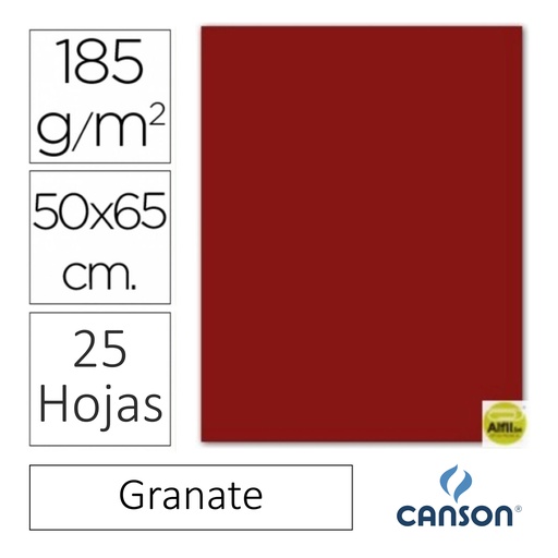[649943] CARTULINA CANSON IRIS  50 × 65 CM 185 GRAMOS – GRANATE (PACK 25 HOJAS)