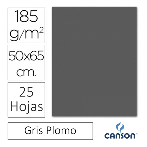 [649917] CARTULINA CANSON IRIS  50 × 65 CM 185 GRAMOS – GRIS PLOMO (PACK 25 HOJAS)