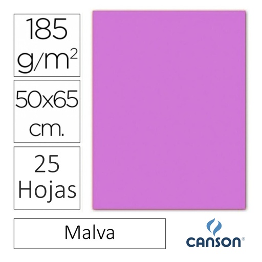 [649211] CARTULINA CANSON IRIS  50 × 65 CM 185 GRAMOS – MALVA (PACK 25 HOJAS)