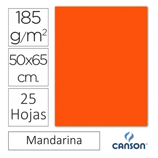 [649208] CARTULINA CANSON IRIS  50 × 65 CM 185 GRAMOS – MANDARINA (PACK 25 HOJAS)
