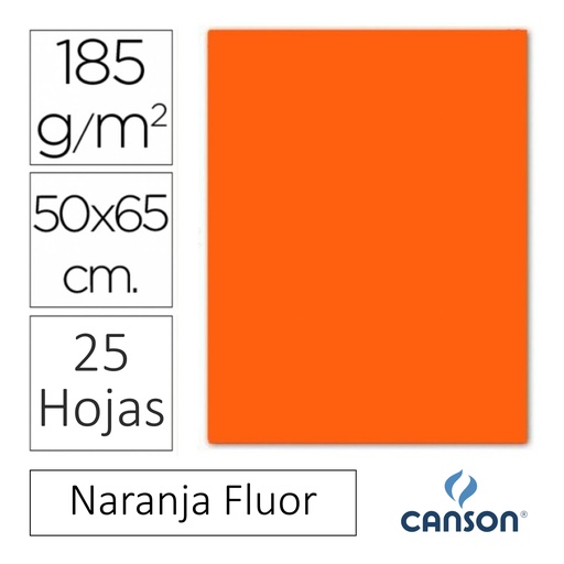 [649914] CARTULINA CANSON IRIS  50×65CM 185 GRAMOS  NARANJA FLUOR 