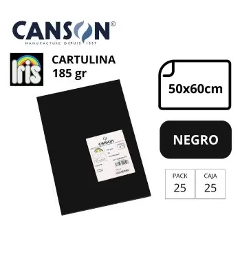 [649916] CARTULINA CANSON IRIS  50×65CM 185 GRAMOS NEGRO