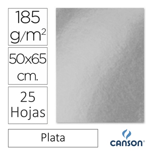 [649941] CARTULINA CANSON IRIS  50 × 65 CM 185 GRAMOS – PLATA (PACK 25 HOJAS)