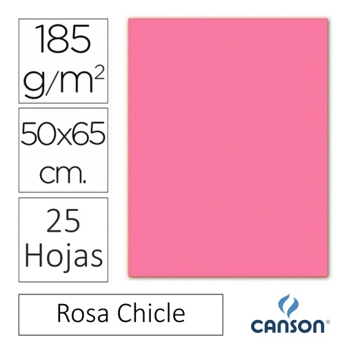 [649210] CARTULINA CANSON IRIS  50 × 65 CM 185 GRAMOS – ROSA CHICLE (PACK 25 HOJAS)