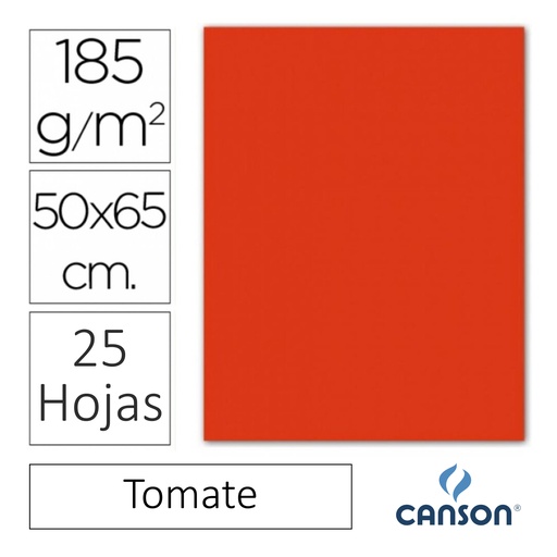 [649944] CARTULINA CANSON IRIS  50 × 65 CM 185 GRAMOS – TOMATE (PACK 25 HOJAS)