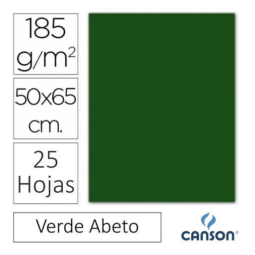 [649923] CARTULINA CANSON IRIS  50 × 65 CM 185 GRAMOS – VERDE ABETO (PACK 25 HOJAS)