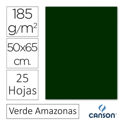 [649922] CARTULINA CANSON IRIS  50 × 65 CM 185 GRAMOS – VERDE AMAZONAS (PACK 25 HOJAS)
